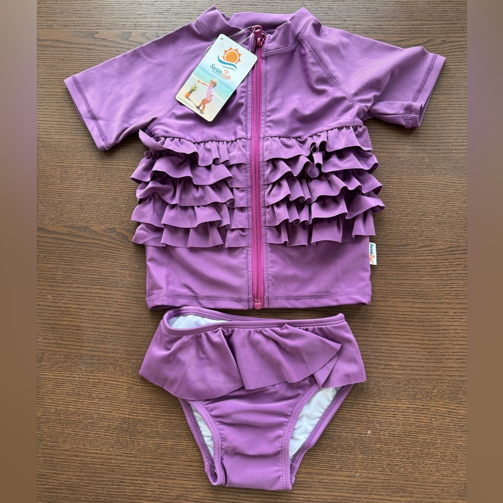 SwimZip 2T Girl Ruffle Me Pretty Purple - 2 piece